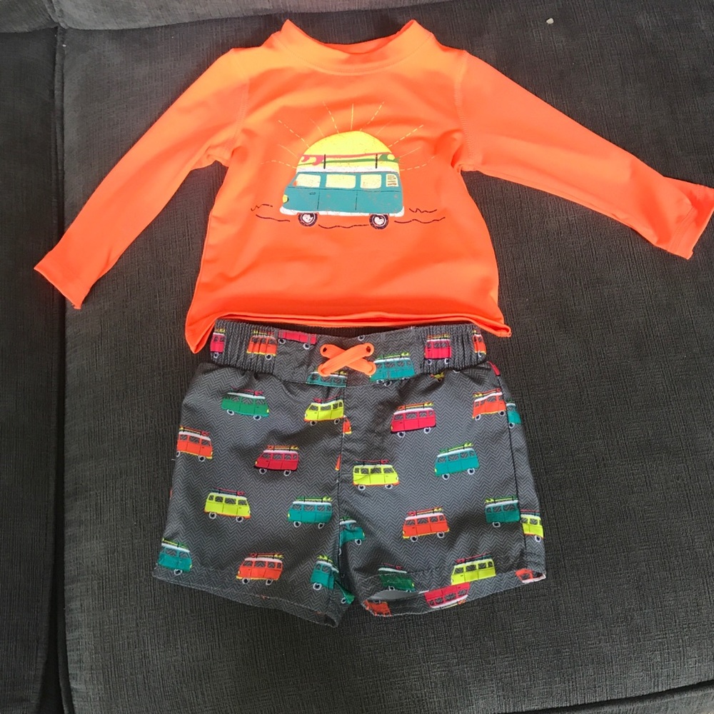 Cat & Jack surf van swim trunk and rash guard